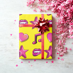 Papel De Presente Linda história em quadrinhos beije música estrela 