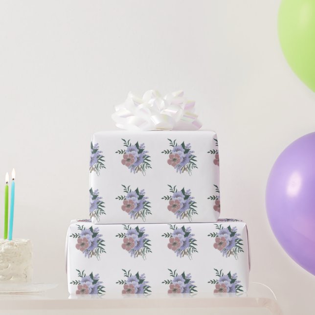 Papel De Presente Linda Lavanda em Buquê  (Presentes para festas)