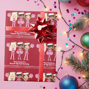 Papel De Presente Linda líder de torcida vermelha de Natal personali