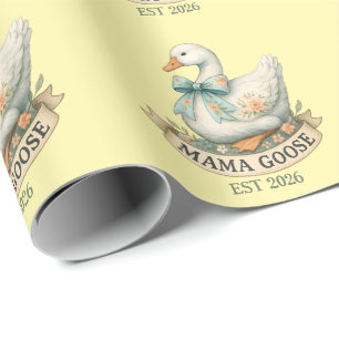 Papel De Presente Linda Mamãe Gansa Fazenda Animal Mãe Gansa Vintage