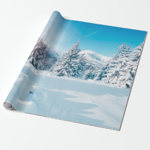 Papel De Presente Linda paisagem natural de inverno, incrível montan