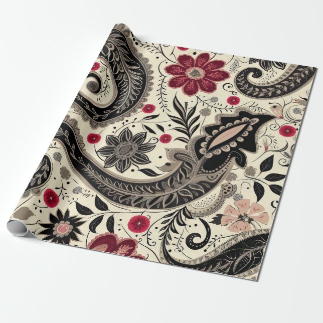 Papel De Presente Linda Paisley Pattern (Desenrolado)