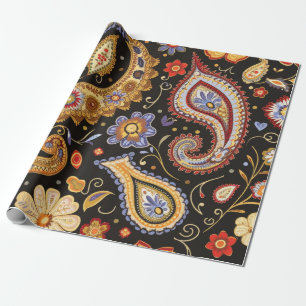 Papel De Presente Linda Paisley Pattern Dark Charmalle Colorful