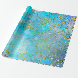 Papel De Presente Linda Pérola Iridescente Brilho Escamas de Sereia