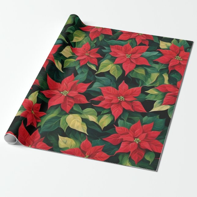 Papel De Presente Linda Poinsettia (Desenrolado)