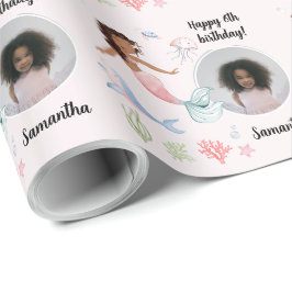 Papel De Presente Linda Sereia de Foto Personalizada Sob O Mar