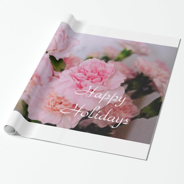 Papel De Presente Lindas flores cor-de-rosa, feriados felizes (Desenrolado)