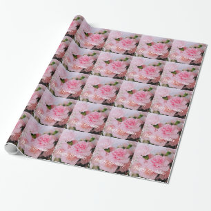Papel De Presente Lindas flores de cravo rosa feliz aniversário