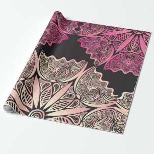 Papel De Presente Lindas flores padrão da natureza Vintag