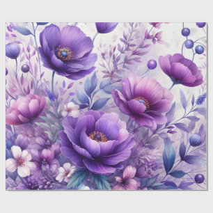 Papel De Presente Lindas Flores Roxas