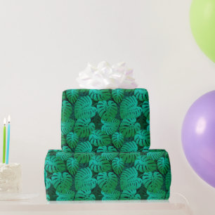 Papel De Presente Lindas Folhas Tropicais Verdes