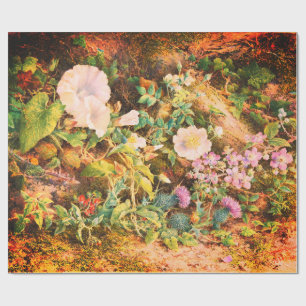 Papel De Presente Lindas petúnias vintage flores pintura floral