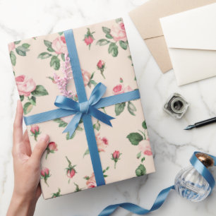 Papel De Presente Lindas Rosas Cor-de-Rosa Banho de Noiva Floral