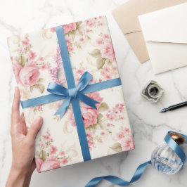 Papel De Presente Lindas Rosas Rosa