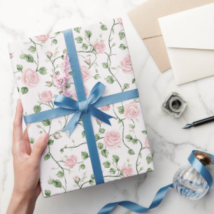 Papel De Presente Lindas Rosas Rosa Floral Casamento