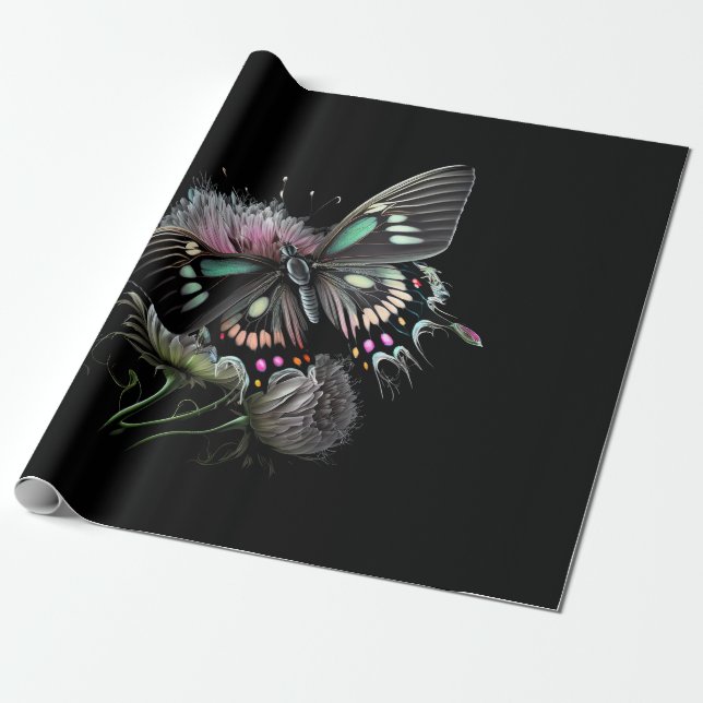 Papel De Presente lindíssima borboleta-flor (Desenrolado)