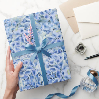 Papel De Presente Lindíssimas hortênsias azuis - padrão floral
