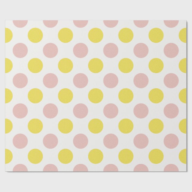 Papel De Presente Lindo Amarelo e Rosa com Bolinhas  (Aberto)