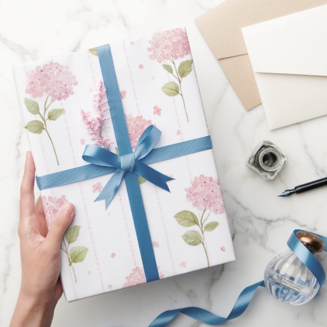 Papel De Presente Lindo Aniversário Floral Rosa (Presentear)