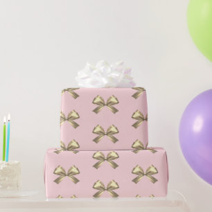 Papel De Presente Lindo Arco Estético de Cetim Dourado Rosa