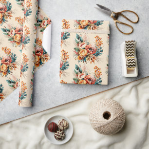 Papel De Presente Lindo buquê boho de outono