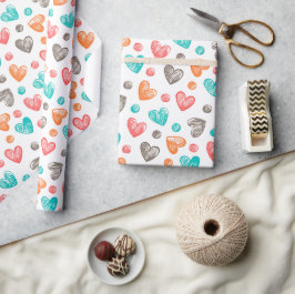 Papel De Presente Lindo Coral Vermelho Rosa Azul Água Padrão de Cora