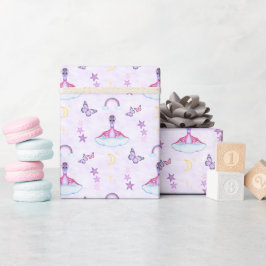 Papel De Presente Lindo Dinossauro Rosa para Aniversário de Meninas