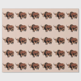 Papel De Presente Lindo e adorável iaque marrom