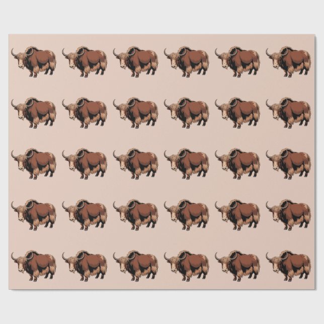 Papel De Presente Lindo e adorável iaque marrom (Aberto)