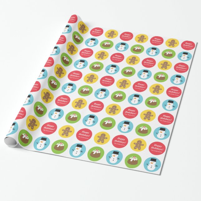 Papel De Presente Lindo e Colorido Padrão Feliz Natal (Desenrolado)