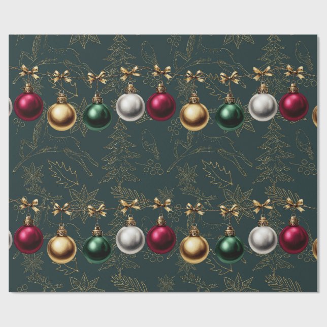 Papel De Presente Lindo Enfeite de Bola de Natal   (Aberto)