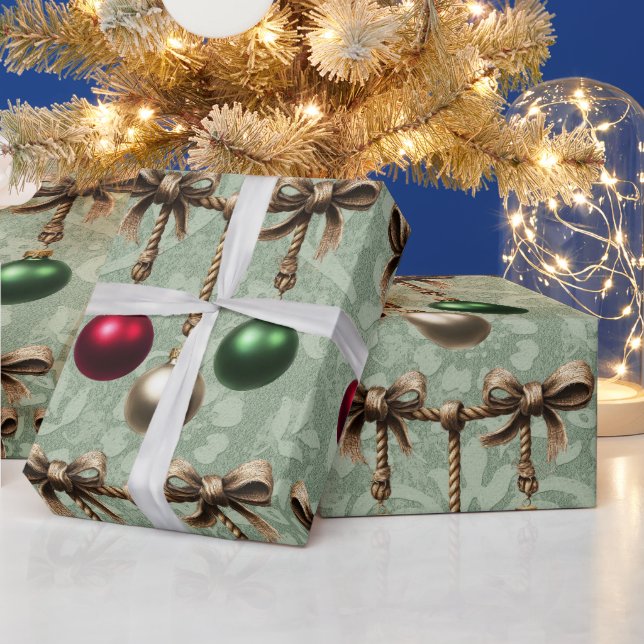 Papel De Presente Lindo Enfeite de Natal Vermelho, Dourado e Verde e (Feriados)