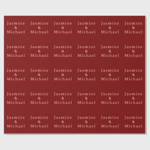 Papel De Presente Lindo Minimalista Vermelho Escuro & Pêssego Nome P