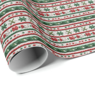 Papel De Presente Lindo Natal de Tricô Falso