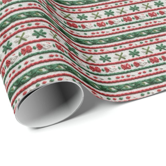 Papel De Presente Lindo Natal de Tricô Falso (Ponta do rolo)