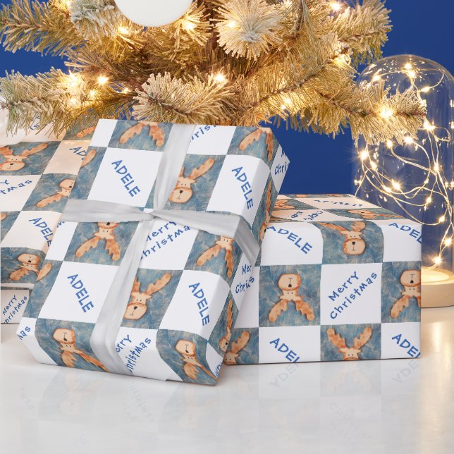 Papel De Presente Lindo Nome de Crianças de Veado Natal Feriado (Feriados)