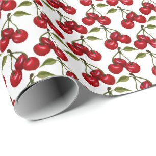 Papel De Presente Lindo padrão de cereja em azulejos para chá de beb