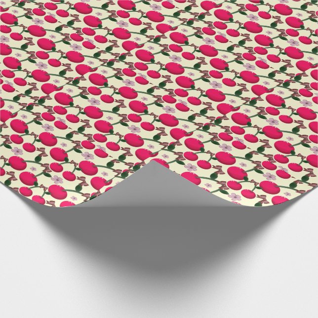 Papel De Presente Lindo padrão de cereja vermelha (Ponta)