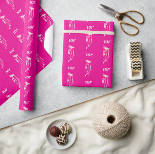 Papel De Presente Lindo Padrão de Coruja Graduada Rosa