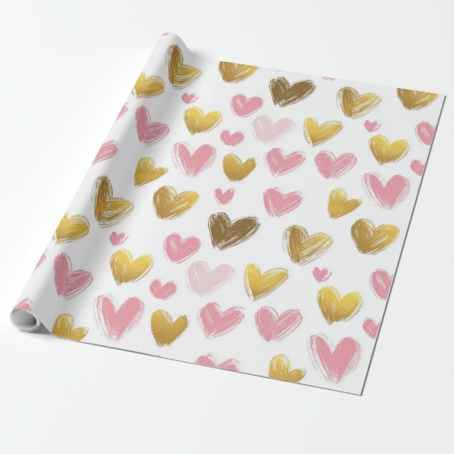 Papel De Presente lindo padrão de dia de os namorados (Desenrolado)