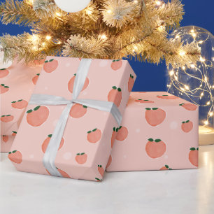 Papel De Presente lindo padrão de pêssego brilhante