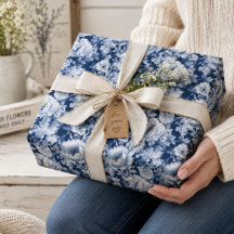 Lindo Padrão Floral Azul Índigo Elegante