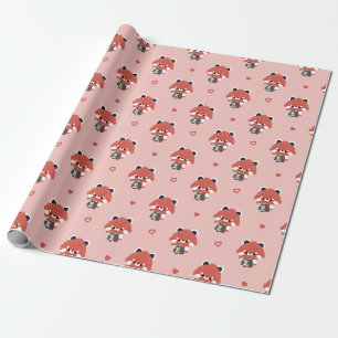 Papel De Presente Lindo Panda Vermelho Barista