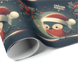 Papel De Presente Lindo Papai Noel Robins Bandeira Romena