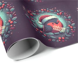 Papel De Presente Lindo Papai Noel Robins Bandeira Romena