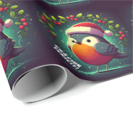 Papel De Presente Lindo Papai Noel Robins Bandeira Romena