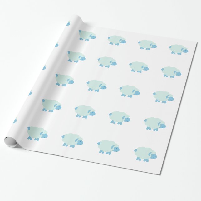 Papel De Presente Lindo Pequeno Cordeiro Azul (Desenrolado)