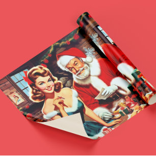 Papel De Presente Lindo Pin-up de Natal e Papai Noel