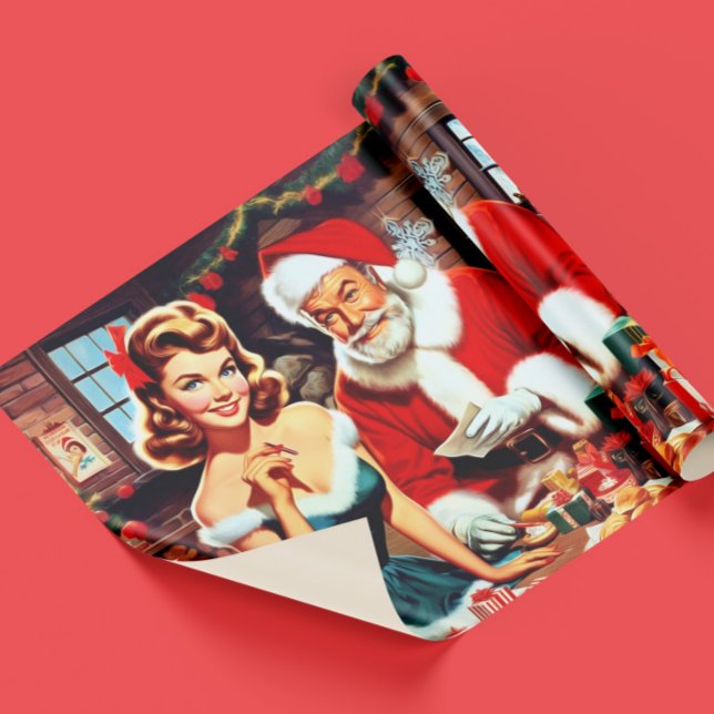 Papel De Presente Lindo Pin-up de Natal e Papai Noel (Criador carregado)