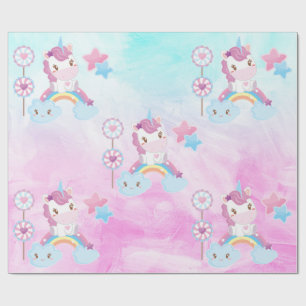 Papel De Presente Lindo Sonho Kawaii Unicórnio Arco-íris Nuvem Anive